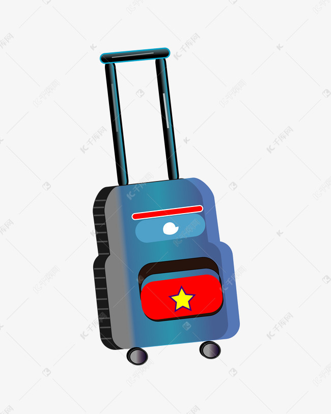 旅行行李箱手绘插画
