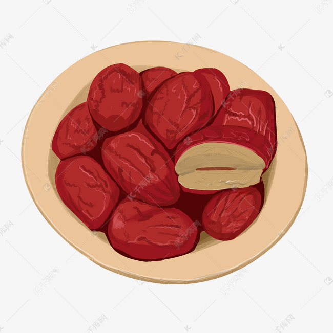 手绘年货红枣插画