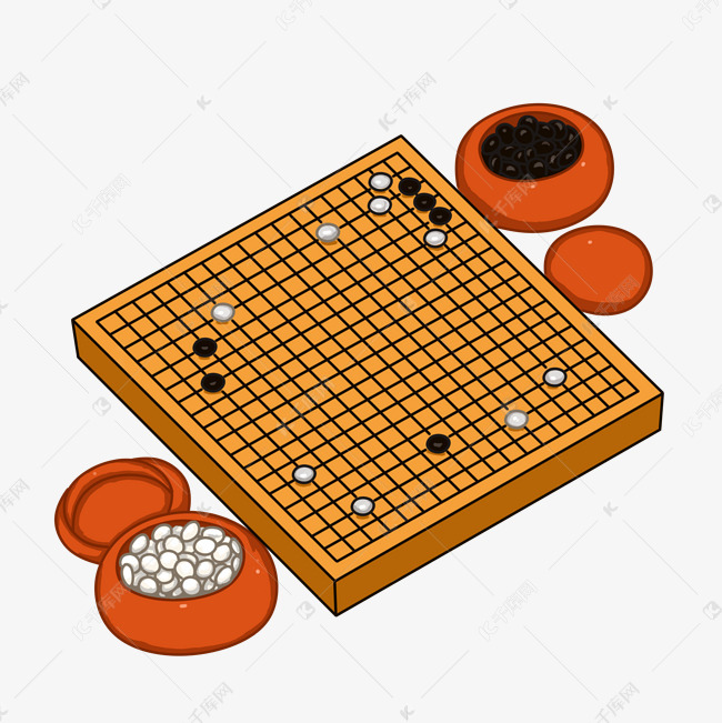古风棋盘围棋插画