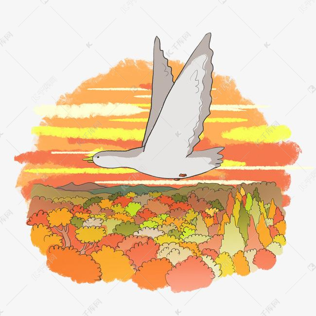 中秋节重阳节大雁南飞手绘