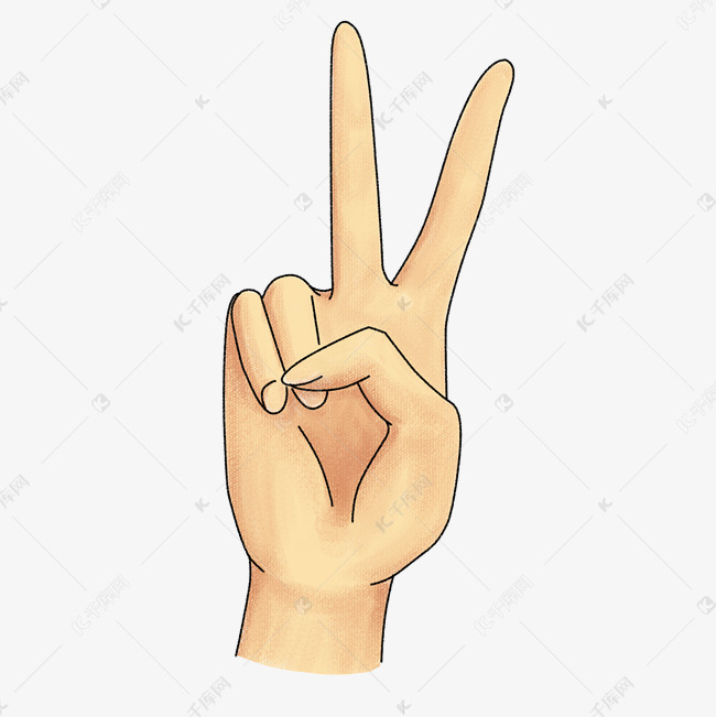 人物手势数字二姿势插画