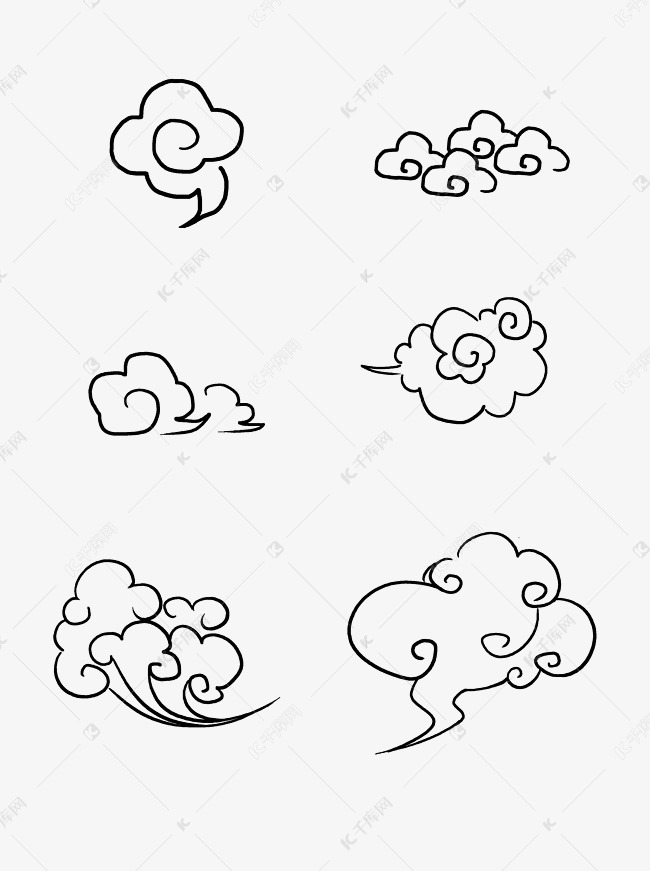 中国风古风线性线条祥云云朵装饰