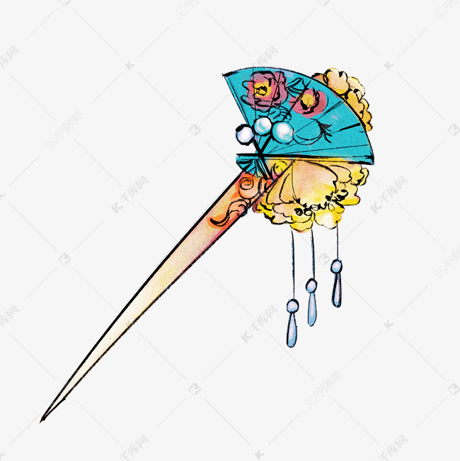 中国古风发簪扇子