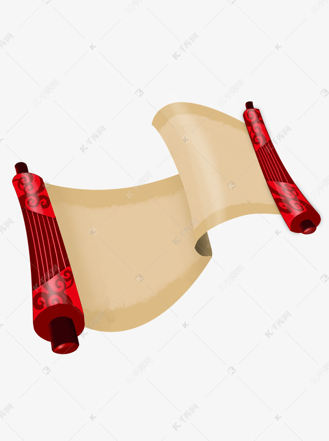 铺开的古风卷轴设计元素可商用