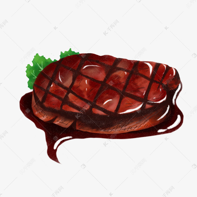 酱香牛排手绘插画