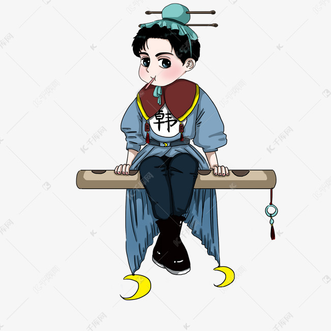 中国风卡通手绘幼龄韩湘子