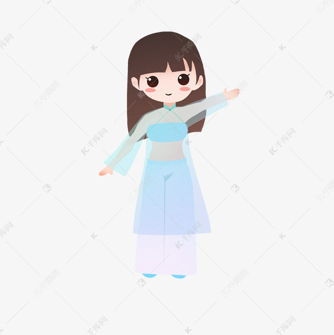 手绘越南民族女孩插画