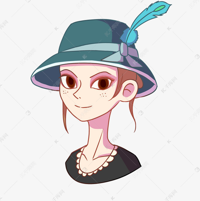 手绘蓝色的帽子插画