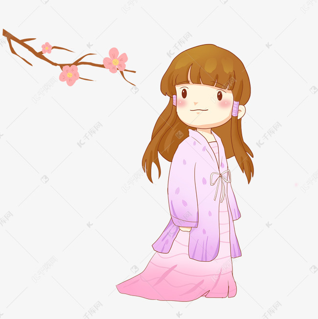 古风汉服女孩与梅花免抠png素材
