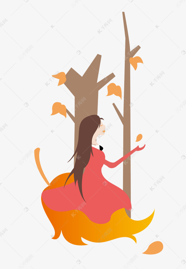 手绘卡通人物入秋