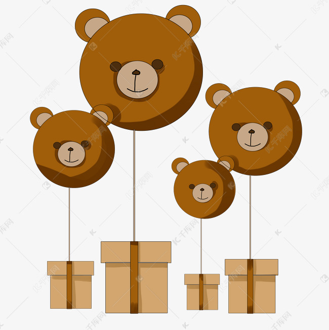 小熊气球礼物插画