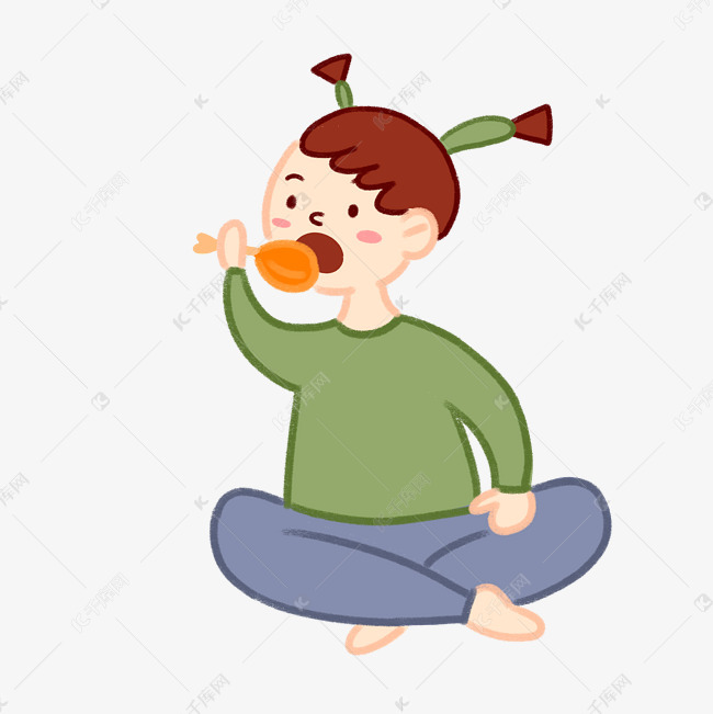手绘卡通可爱秋季养生贴秋膘小女孩