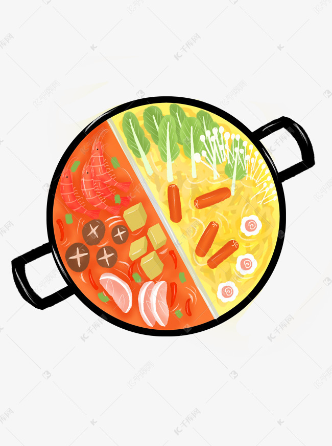 手绘卡通鸳鸯火锅元素素材图片免费下载-千库网