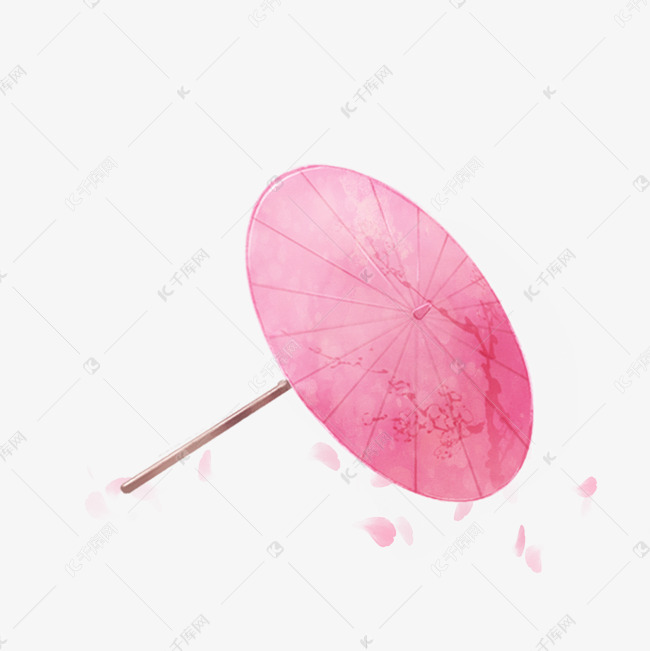 唯美古风水彩花瓣油纸伞