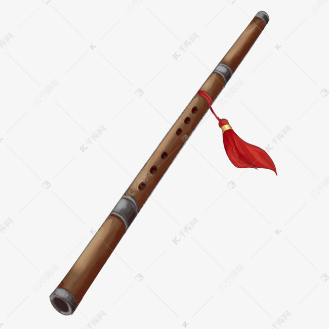 古风黄色箫手绘插画