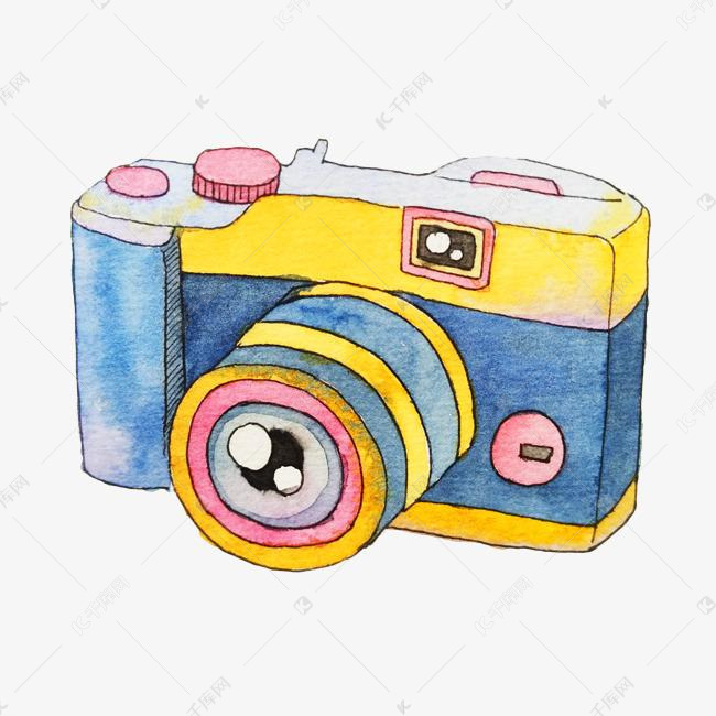 手绘彩色照相机