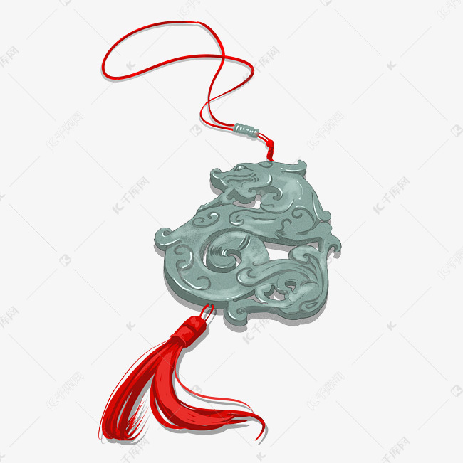 古风主题玉佩手绘插画