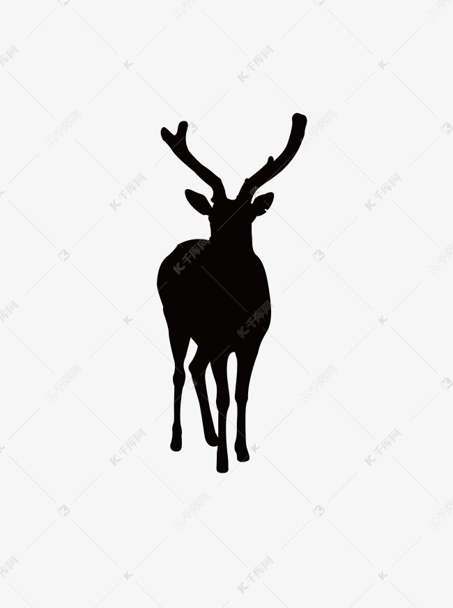 动物梅花鹿手绘简约黑白