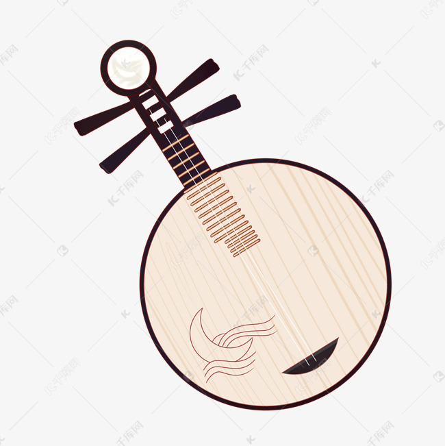 中国风月琴手绘插画