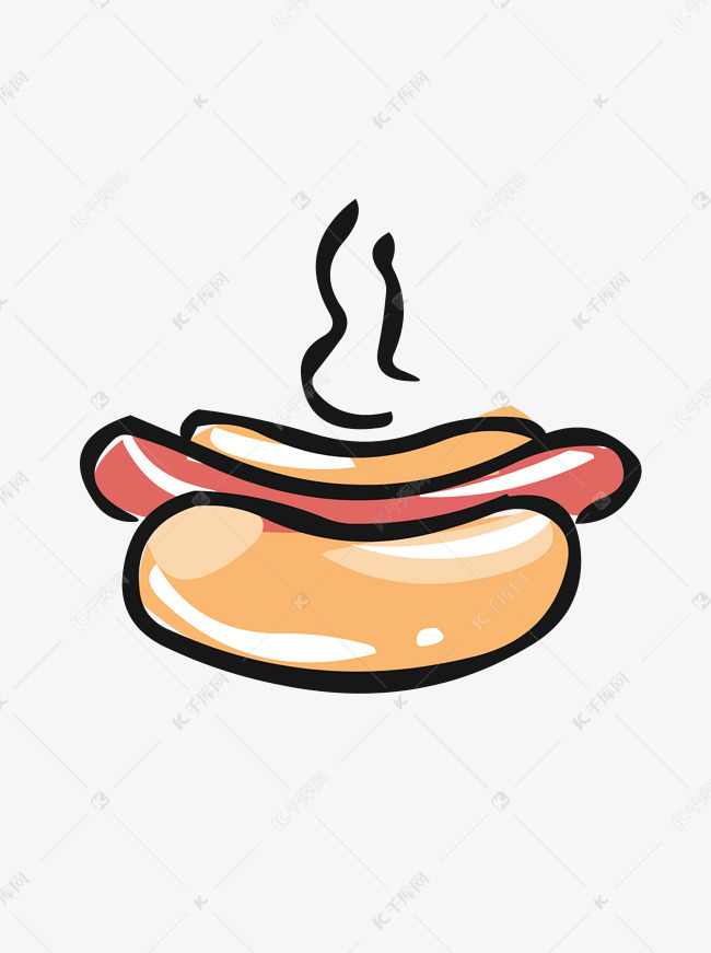 食物元素手绘可爱卡通美食热狗