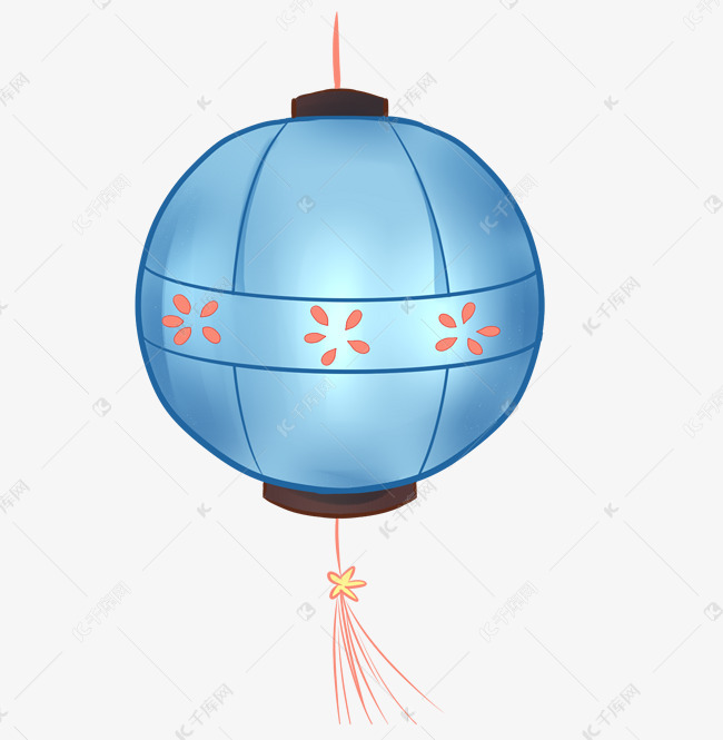 蓝色灯笼守护插画