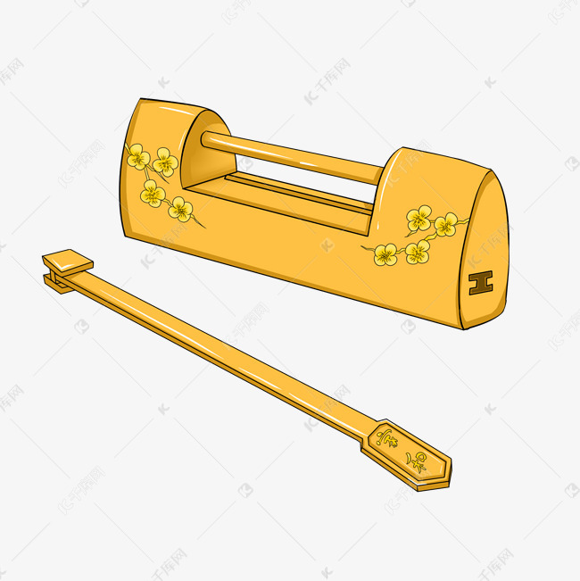 传统古代金锁插画