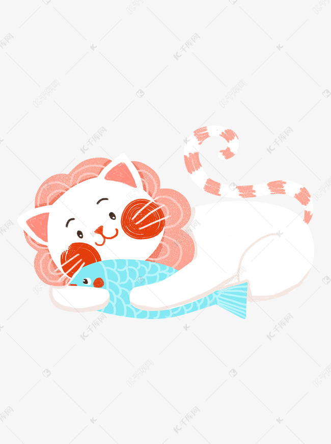 抱着鱼的小猫咪