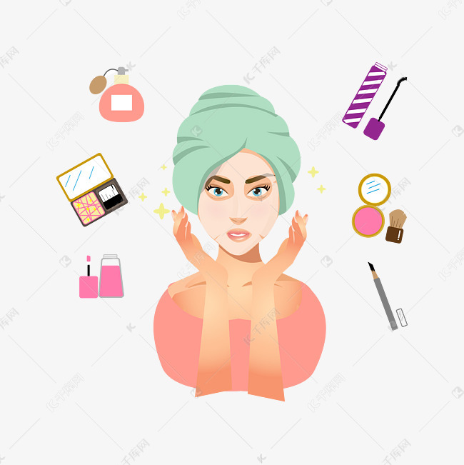 矢量手绘卡通化妆