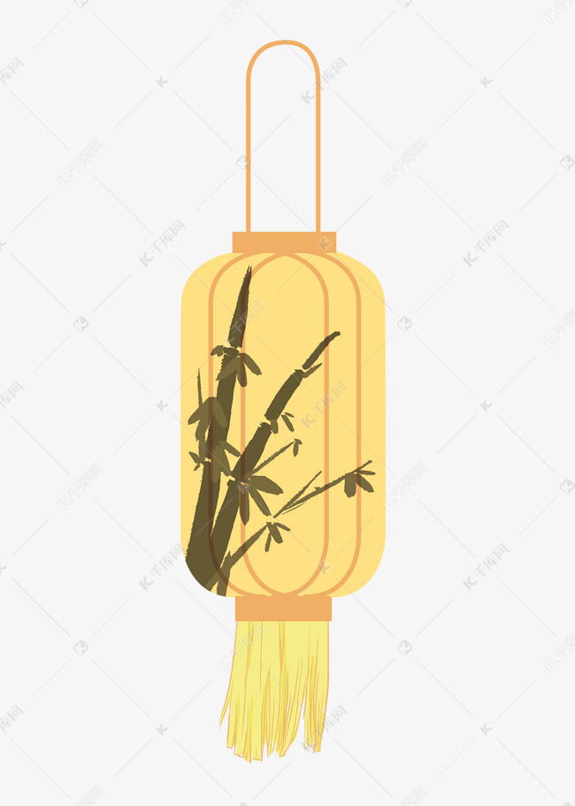 黄色挂起的灯笼插画