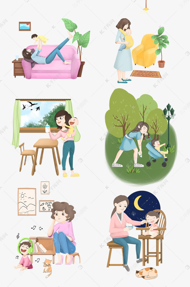 母婴系列合集插画