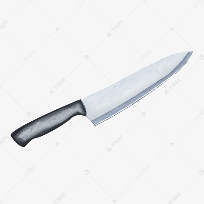 灰色水果刀厨房用具手绘插画素材