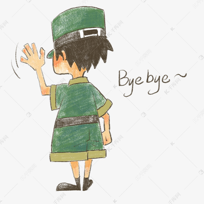 手绘新生男孩军训表情包拜拜插画素材图片免费下载-千库网