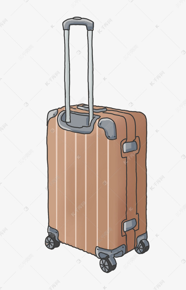 黄色手绘卡通旅行箱