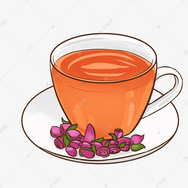 养生饮料玫瑰茶插画
