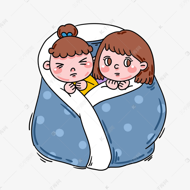 冬季冬天裹被子小女孩