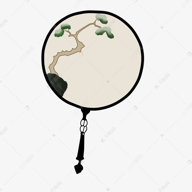 古风暖系扇子圆扇png图素材图片免费下载-千库网