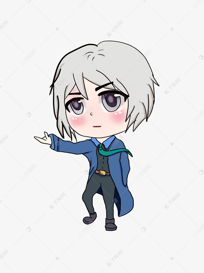 手绘全身q版二次元漫画男生pn