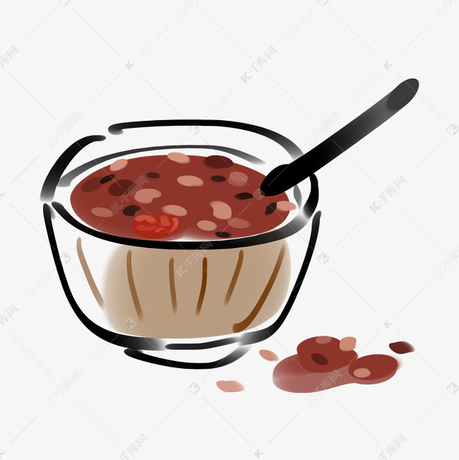 冬至美食赤豆粥插画