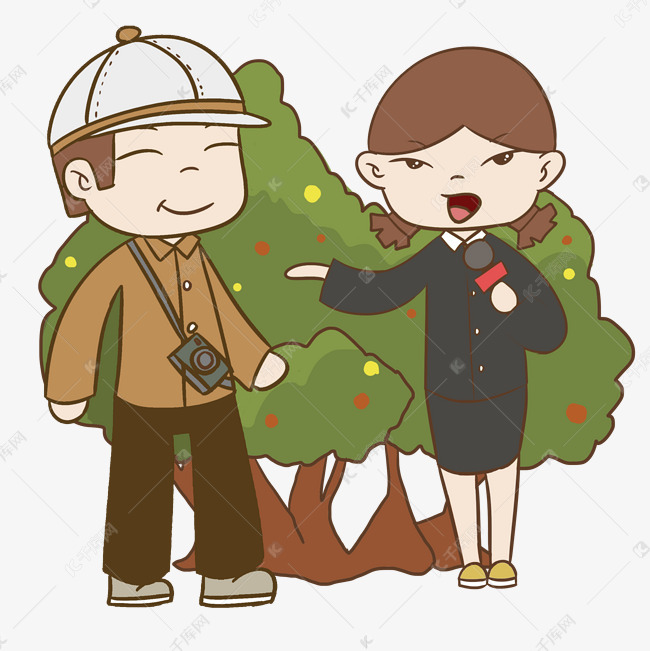 手绘采访的记者插画