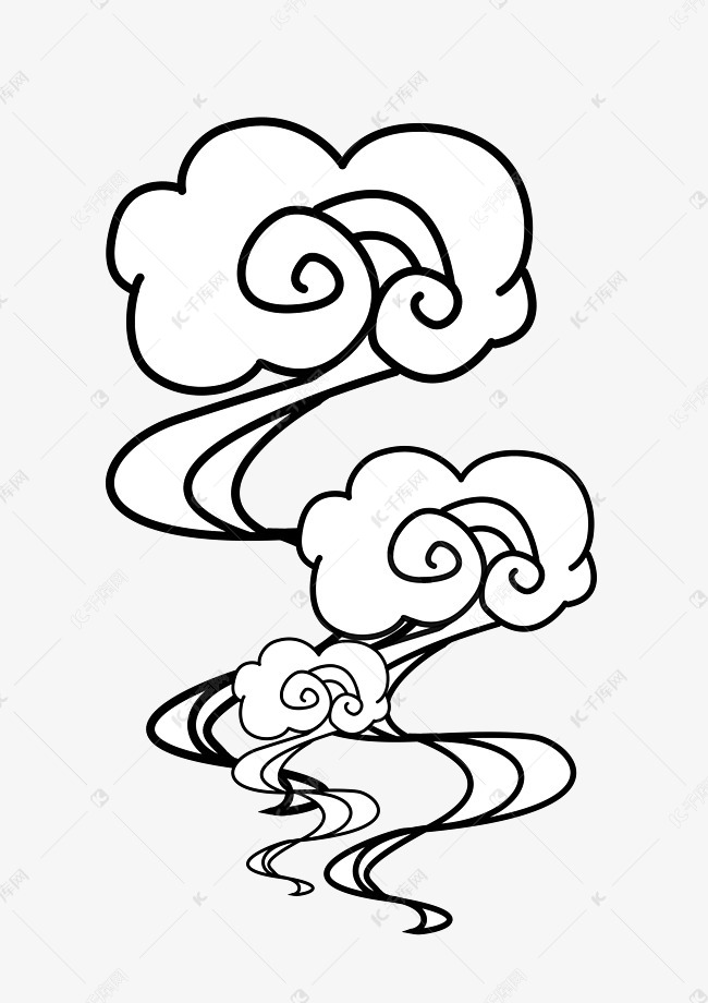 中国风线描云朵祥云