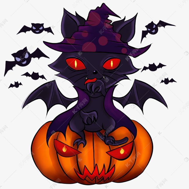 万圣节恐怖吸血猫妖