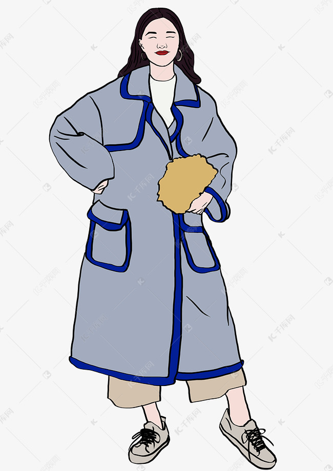 穿着时髦大衣的女孩