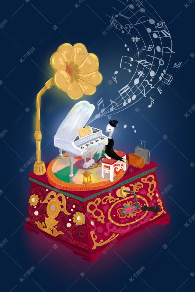 梦幻音乐会卡通插画