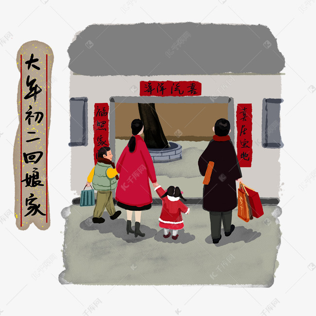 新春过年习俗回娘家png免抠正