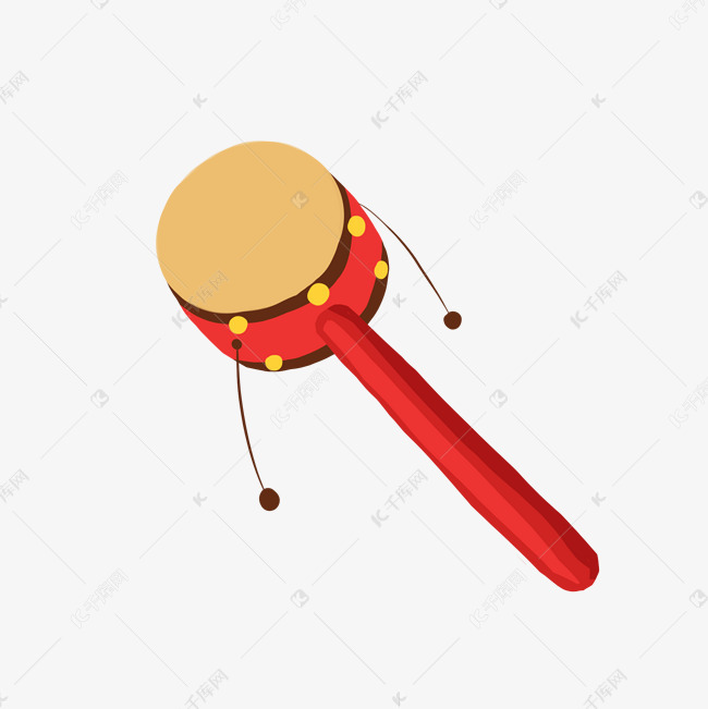 小孩玩耍拨浪鼓插画