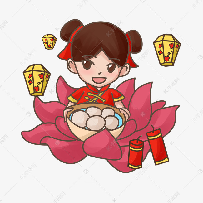 元宵节动漫人物女绘画图片