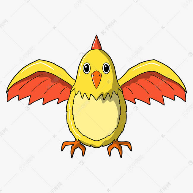 煽动翅膀的小鸡插画