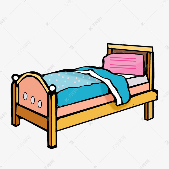 漂亮的单人床手绘插画