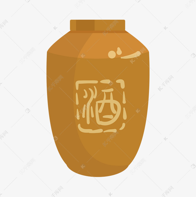 棕黄色复古酒坛素材图片免费下载-千库网