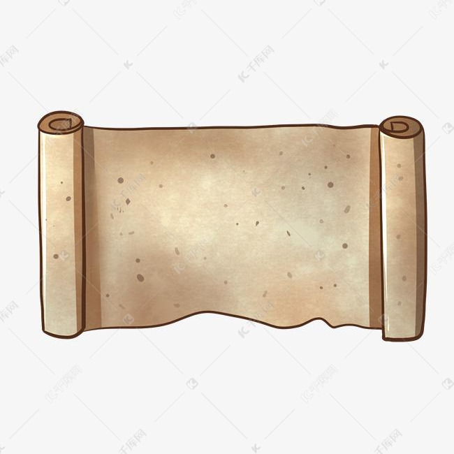 简约卷轴手绘插画